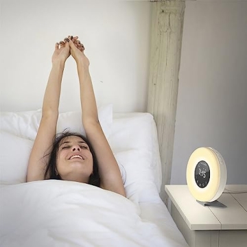 hOmeLabs Sunrise Alarm Clock - Digital LED Clock with 6 Color Switch and FM Radio for Bedrooms - Multiple Nature Sounds Sunset Simulation & Touch Control - with Snooze Function for Heavy Sleepers