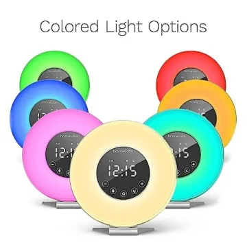 hOmeLabs Sunrise Alarm Clock - Digital LED Clock with 6 Color Switch and FM Radio for Bedrooms - Multiple Nature Sounds Sunset Simulation & Touch Control - with Snooze Function for Heavy Sleepers