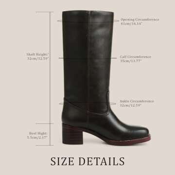 VOMIRA Women's Knee High Boots Wide Calf Boots Brown Boots Square Toe Chunky Block Heel Long Boots Pull On Riding Boots Knight Boots Casual Comfortable Low Heel Womens Boots