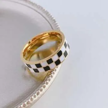 Shop Stylish Checkerboard Bands Finger Ring Today