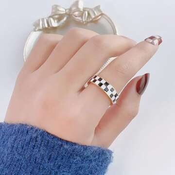 Shop Stylish Checkerboard Bands Finger Ring Today