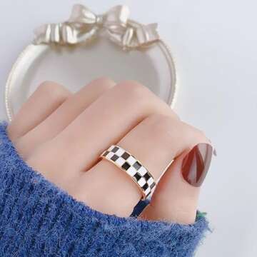 Shop Stylish Checkerboard Bands Finger Ring Today