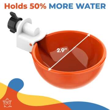 (5 Pack) Lil Clucker Large Automatic Chicken Waterer Cups | Chicken Water Feeder Suitable for Chicks, Duck, Goose, Turkey and Bunny | Poultry Water Feeder Kit (Orange)…
