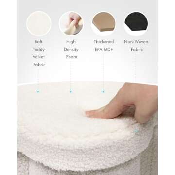 B FSOBEIIALEO Storage Ottoman Cube, Heart Shaped Ottomans with Storage Foot Stool Footrest for Lving...