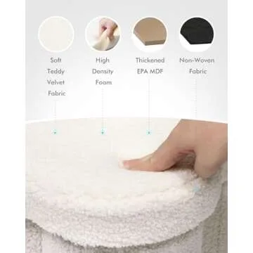 B FSOBEIIALEO Storage Ottoman Cube, Heart Shaped Ottomans with Storage Foot Stool Footrest for Lving...