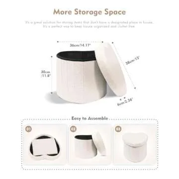 B FSOBEIIALEO Storage Ottoman Cube, Heart Shaped Ottomans with Storage Foot Stool Footrest for Lving Room, Boucle Ottoman Seat for Dorm Room,Faux Teddy Fur, Cream White 15"x15"x15"