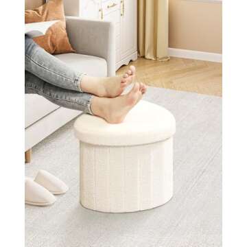 B FSOBEIIALEO Storage Ottoman Cube, Heart Shaped Ottomans with Storage Foot Stool Footrest for Lving Room, Boucle Ottoman Seat for Dorm Room,Faux Teddy Fur, Cream White 15"x15"x15"
