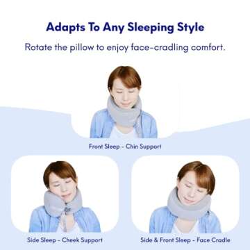 Cushion Lab Travel Pillow, Award-Winning Patented Ergonomic Design for Chin & Neck Support Memory Foam Neck Pillow, Compact Airplane Pillow for Traveling, Flight, Car (Gray, Medium)