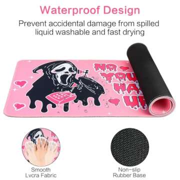 Large Gaming Mouse Pad 31.5 x 11.8in Desk Mat for Office Mousepad Anti-Skid Rubber Base Soft Comfortable and Durable Desk Pad (Pink)