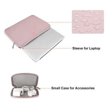 Durable MOSISO Laptop Sleeve with Extra Pouch - Baby Pink, Compatible with MacBook & More