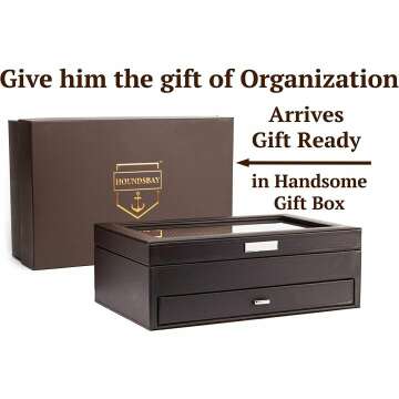 Men's Watch Box Organizer with Drawer & Tray