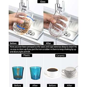 ONEEKK Cast Iron Skillet Cleaner Chainmail,2 Pack Premium Stainless Steel Chain Maille Scrubber for Cast Iron Pans,Stainless Steel,Glassware(7IN &5IN Round)