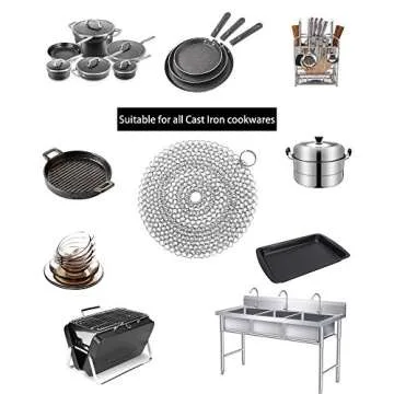 ONEEKK Cast Iron Skillet Cleaner Chainmail Scrubber 2 Pack