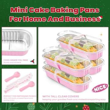 NPLUX Mini Cake Pans with Lids & Spoons for Easy Baking