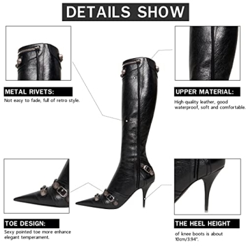 VOMIRA Knee High Boots with Rivets and Tassels for Style
