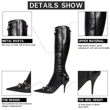 VOMIRA Knee High Boots with Rivets and Tassels for Style