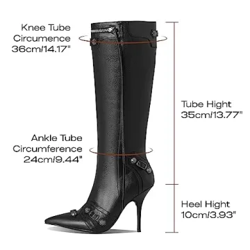 VOMIRA Knee High Boots with Rivets and Tassels for Style