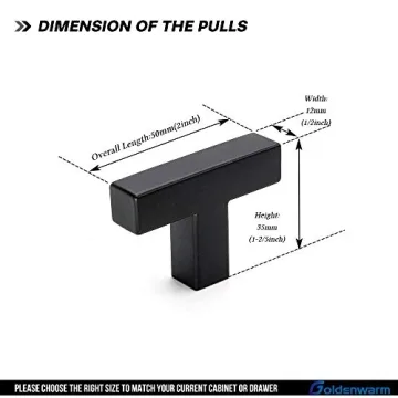 Goldenwarm Black Square Knobs Pack of 5 for Stylish Cabinets