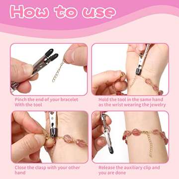 WIFORT Bracelet Helper Tool - Bracelet Helper to Put on Yourself, Quick Release Fastening Jewelry Clasp Helpers, Bracelet Assist Tool with Non-Slip Sleeve for Bracelet, Jewelry, Zippers