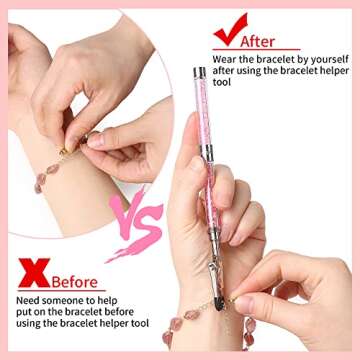 WIFORT Bracelet Helper Tool - Bracelet Helper to Put on Yourself, Quick Release Fastening Jewelry Clasp Helpers, Bracelet Assist Tool with Non-Slip Sleeve for Bracelet, Jewelry, Zippers
