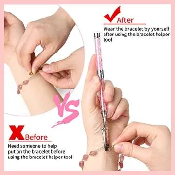 WIFORT Bracelet Helper Tool - Bracelet Helper to Put on Yourself, Quick Release Fastening Jewelry Clasp Helpers, Bracelet Assist Tool with Non-Slip Sleeve for Bracelet, Jewelry, Zippers