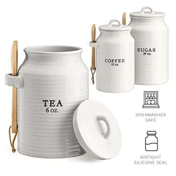 Barnyard Designs Canister Set - Ceramic Kitchen Counter Canisters, Coffee Tea Sugar Storage