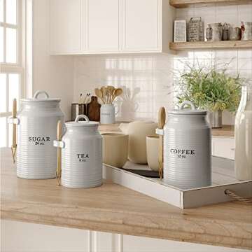 Barnyard Designs Kitchen Canister Set - Rustic Ceramic Jars