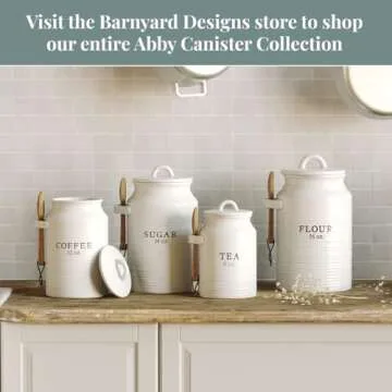 Barnyard Designs Kitchen Canister Set - Rustic Ceramic Jars