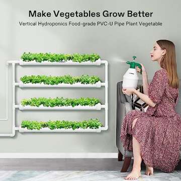 VIVOSUN Wall-Mounted Hydroponic Grow Kit, 1 Layers 36 Plant Sites 4 Food-Grade PVC-U Pipes Hydroponi...