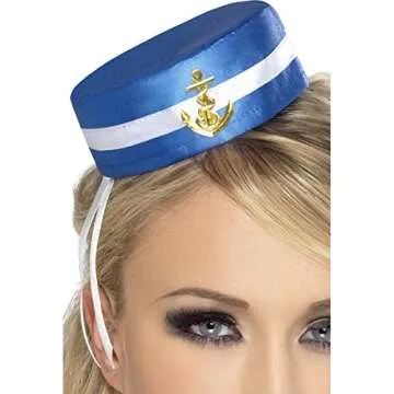 Smiffys Pill Box Sailor Hat - Blue Fancy Dress Accessory
