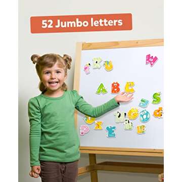 Coogam Jumbo Magnetic Letters Set 52Pcs ABC Alphabet Colorful A-Z Animal Uppercase Lowercase Fridge ...