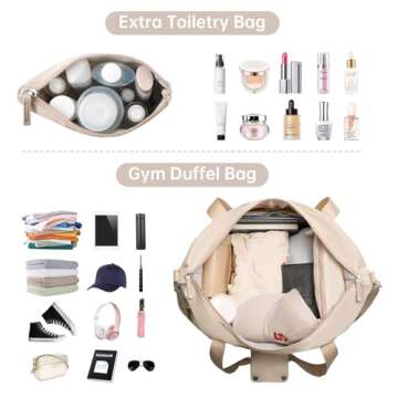 ETRONIK Gym Bag for Women, Travel Duffel Bag with USB Charging Port, Weekender Overnight Bag with Wet Pocket and Shoes Compartment for Women, Travel, Gym, Yoga (Khaki)
