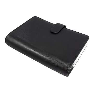 Filofax Saffiano Organizer, Personal Size, Black - Cross-Grain, Leather-Look, Six Rings, Week-to-View Calendar Diary, Multilingual, 2024 (C022470-24)