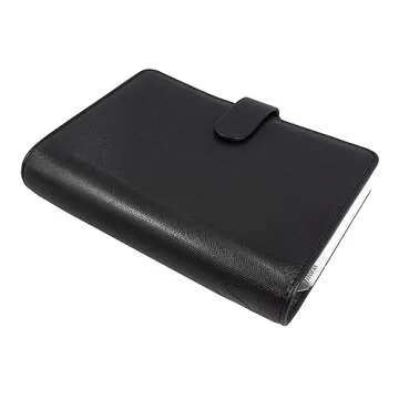 Filofax Saffiano Organizer, Personal Size, Black - Cross-Grain, Leather-Look, Six Rings, Week-to-View Calendar Diary, Multilingual, 2024 (C022470-24)