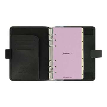 Filofax Saffiano Organizer, Personal Size, Black - Cross-Grain, Leather-Look, Six Rings, Week-to-View Calendar Diary, Multilingual, 2024 (C022470-24)