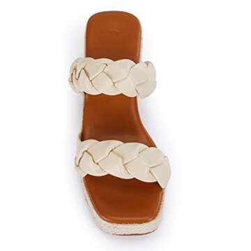 FISACE Womens Summer Espadrilles Platform Wedge Sandals Braided Open Toe Slip On Slide Sandals