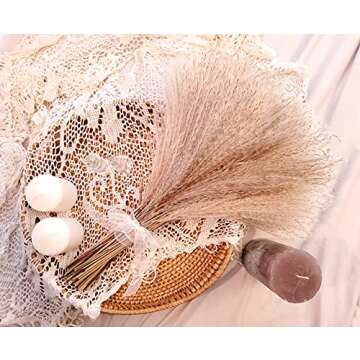 100 pcs Fluffy Dried Pampas Grass Reeds Flower, 17" Tall Non-toxic Natural Plants for Boho Wedding B...