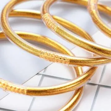 ATIMIGO Lightweight Glitter Jelly Bangle Bracelets Set