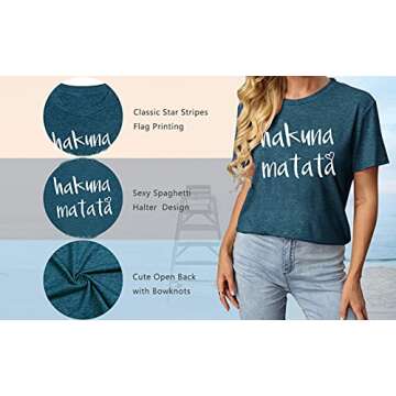 Hakuna Matata T Shirt Women Funny Animal Graphic Shirts Casual Magic Kingdom Short Sleeve Summer Hakuna Vacation Tee Tops Green