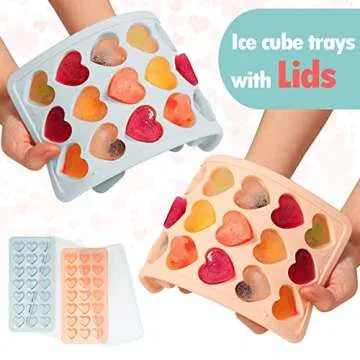 Heart Shaped Ice Cube Trays with Lids for Fun Drinks