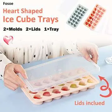Heart Shaped Ice Cube Trays with Lids for Fun Drinks