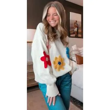 Aedceal Floral Sweater for Women | Cozy Knit Pullover