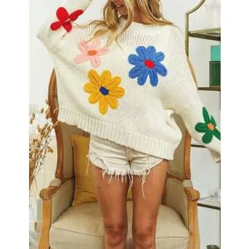 Aedceal Floral Sweater for Women | Cozy Knit Pullover