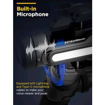 AOCHUAN S2 Smartphone Gimbal Stabilizer Professional Industry-Standard 3-Axis Gimble Extendable Rod Fill Light Gimble for iPhone&Android,Vlogging TikTok YouTube Video Recording