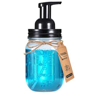 Amolliar Mason Jar Foaming Soap Dispenser - Rustic Bathroom & Kitchen Decor (Set of 2)