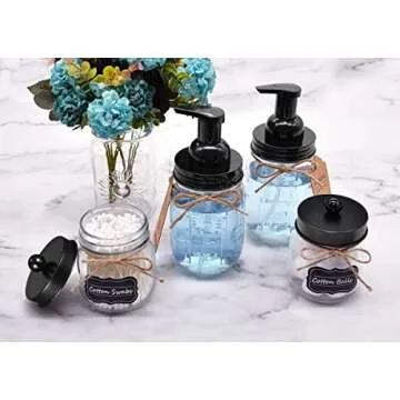 Amolliar Mason Jar Foaming Soap Dispenser Set - Rustic Charm