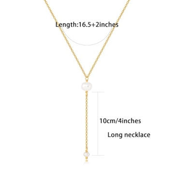 Trendy Long Gold Plated Pearl Necklace for Women