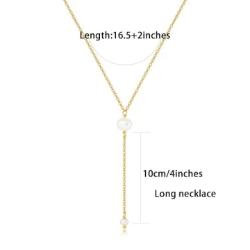 Trendy Long Gold Plated Pearl Necklace for Women