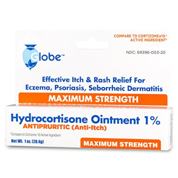 Globe Hydrocortisone Maximum Strength Transparent Ointment 1%,1 oz | Anti-Itch Topical Ointment for Redness, Swelling, Itching, Rash, Dermatitis, Bug/Mosquito Bites, Eczema, Hemorrhoids & More