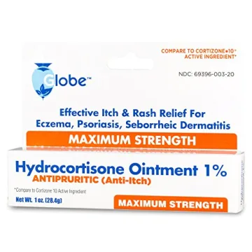 Globe Hydrocortisone Maximum Strength Transparent Ointment 1%,1 oz | Anti-Itch Topical Ointment for Redness, Swelling, Itching, Rash, Dermatitis, Bug/Mosquito Bites, Eczema, Hemorrhoids & More